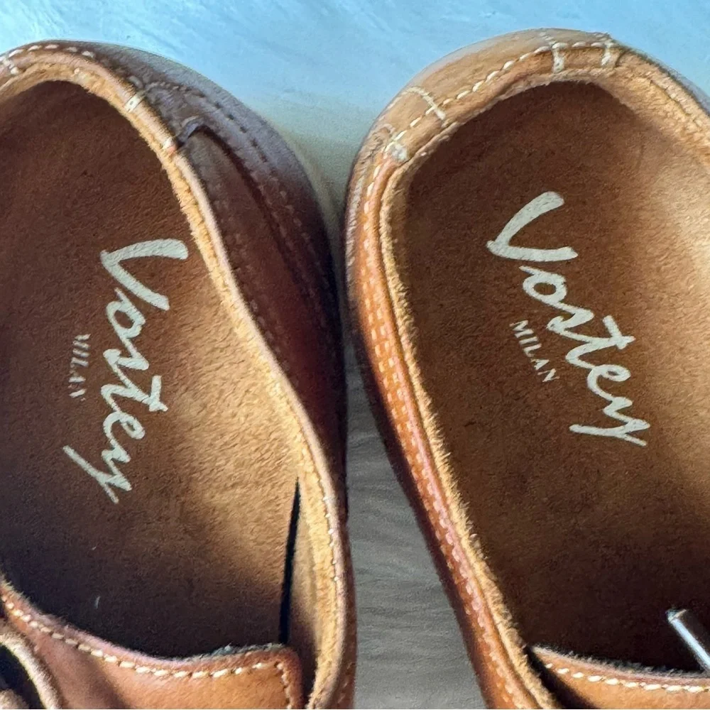 Vostey Tan Brown Leather‎ Oxfords Business Casual Dress Shoes for Men Size US9